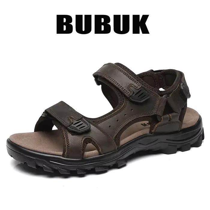 Sandales décontractées pour hommes en cuir de vachette de première qualité, design ouvert tendance e