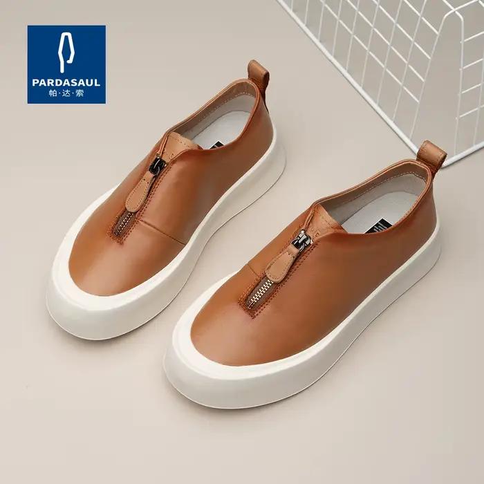Le Fu-Chaussures en cuir décontractées One Step, Souples, Astronomiques, Tête Ronde, Paresseux, Nouv