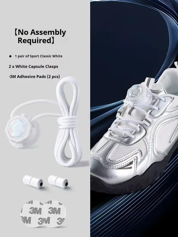 1 paire de lacets automatiques pour baskets de tennis - Corde épaisse sans nœud avec boucle pivotant