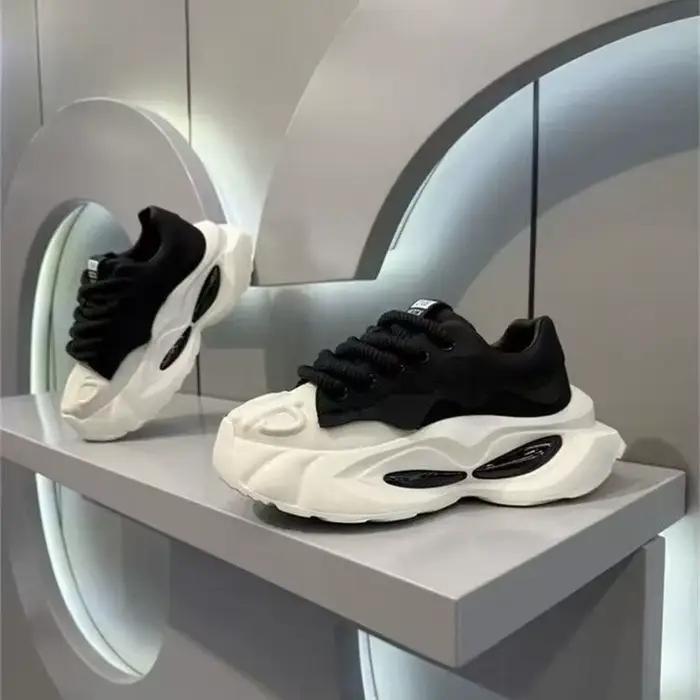 Baskets épaisses pour hommes, chaussures de Sport à semelle souple, mode décontractée en cuir microf