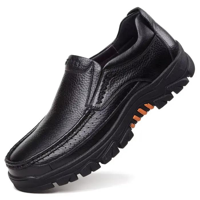 Chaussures en cuir véritable pour hommes, chaussures décontractées en cuir de vache souple, nouvelle