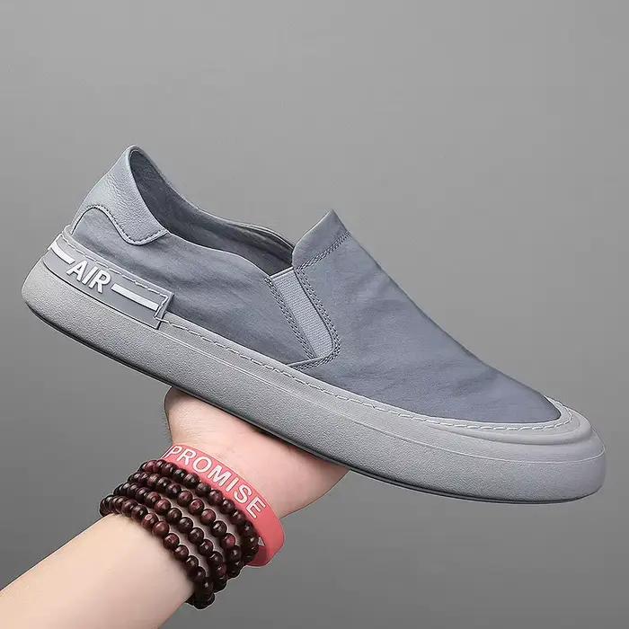 Baskets légères en tissu de soie pour hommes, chaussures plates de marche respirantes, mocassins d'é