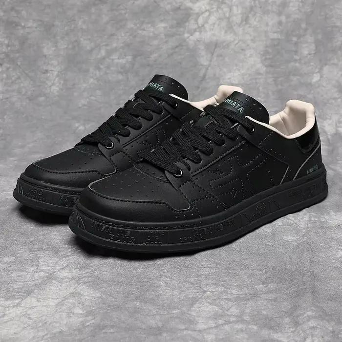 Chaussures d'été pour homme, en cuir véritable, à lacets, bout rond, respirantes, avec design patchw