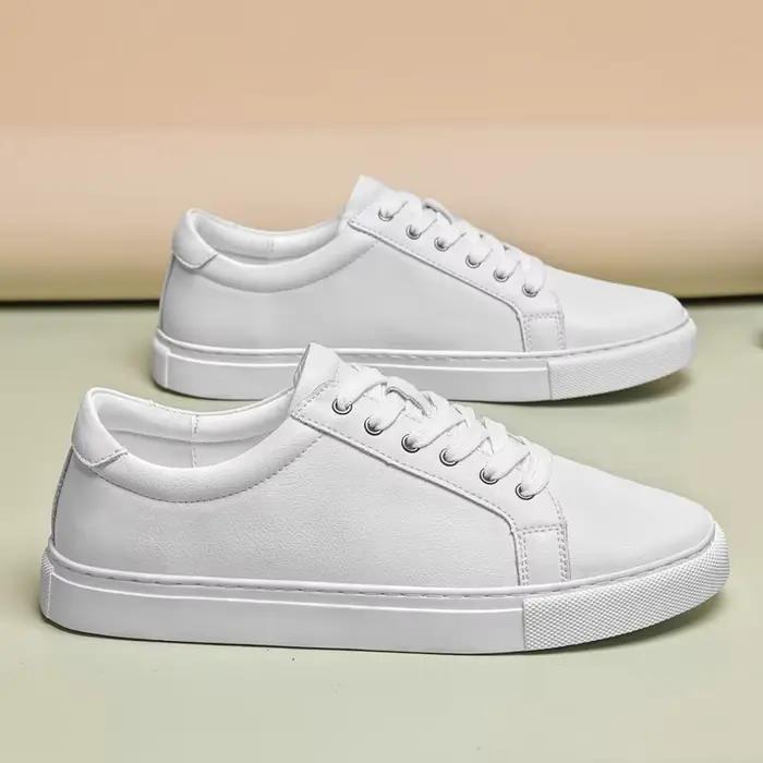 Hommes grande taille 48 49 50 chaussures blanc pur hommes chaussures plates de mode en cuir chaussur