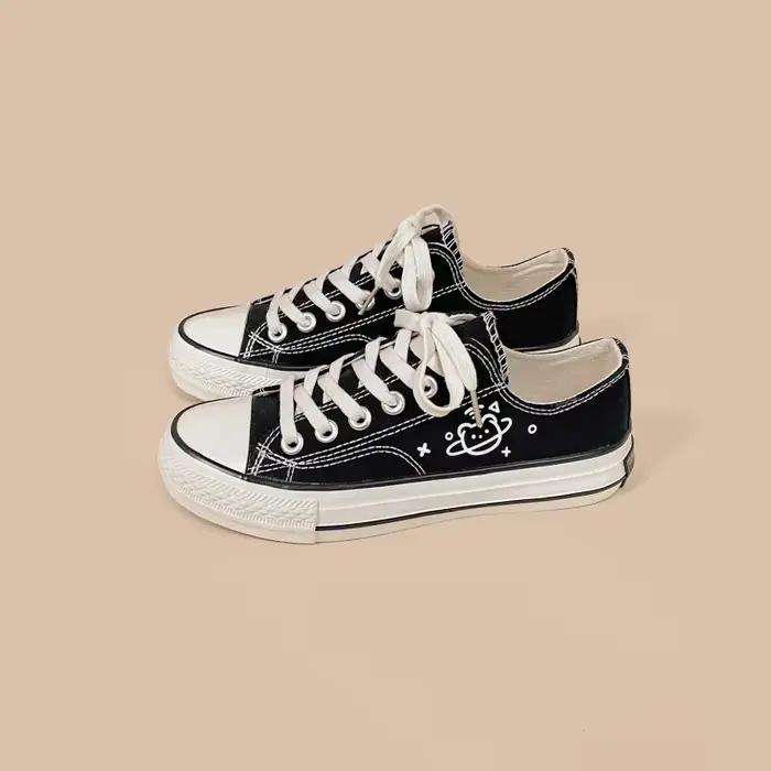 Baskets d'athlétisme plates et décontractées, chaussures en toile avec Graffiti, Design original, po