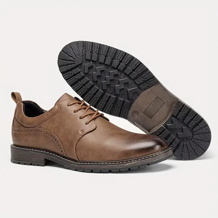 Chaussures Derby décontractées rétro marron pour hommes, en cuir, à lacets, chaussures habillées pou
