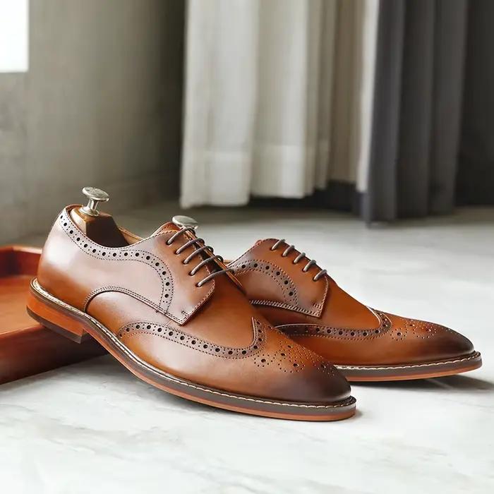 DESAI hommes chaussures hommes en cuir véritable robe d'affaires rétro Gentleman formel sculpté rich