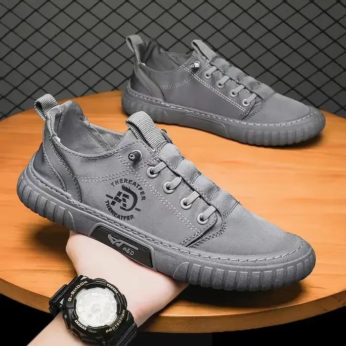Hommes chaussures décontractées respirant glace soie toile chaussures mocassins baskets en plein air