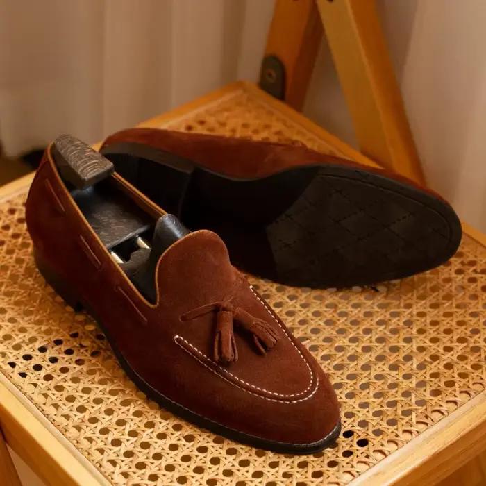 Mocassins en cuir véritable pour hommes, chaussures décontractées paresseuses britanniques faites à 