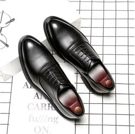 Chaussures britanniques en cuir à bout pointu pour hommes, mode décontractée, noires, grande taille 