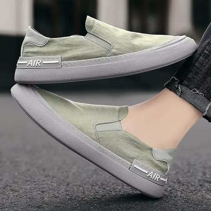 Baskets légères en tissu de soie pour hommes, chaussures plates de marche respirantes, mocassins d'é