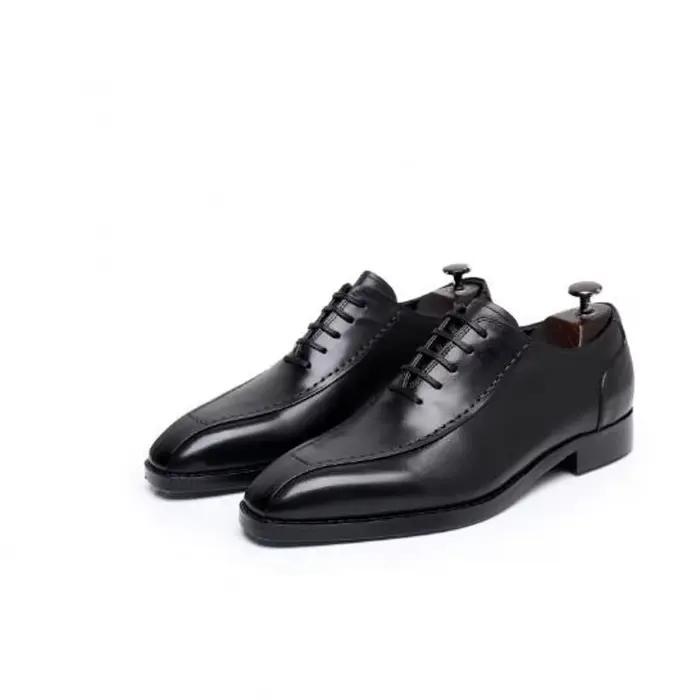 Oxfords marron noir pour hommes, chaussures d'affaires formelles en cuir véritable, chaussures habil
