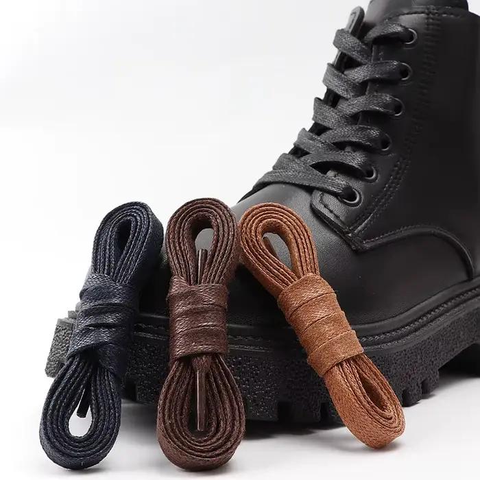 Lacets en cuir imperméables lacets cirés en coton lacets de chaussures plates lacets de bottes Oxfor