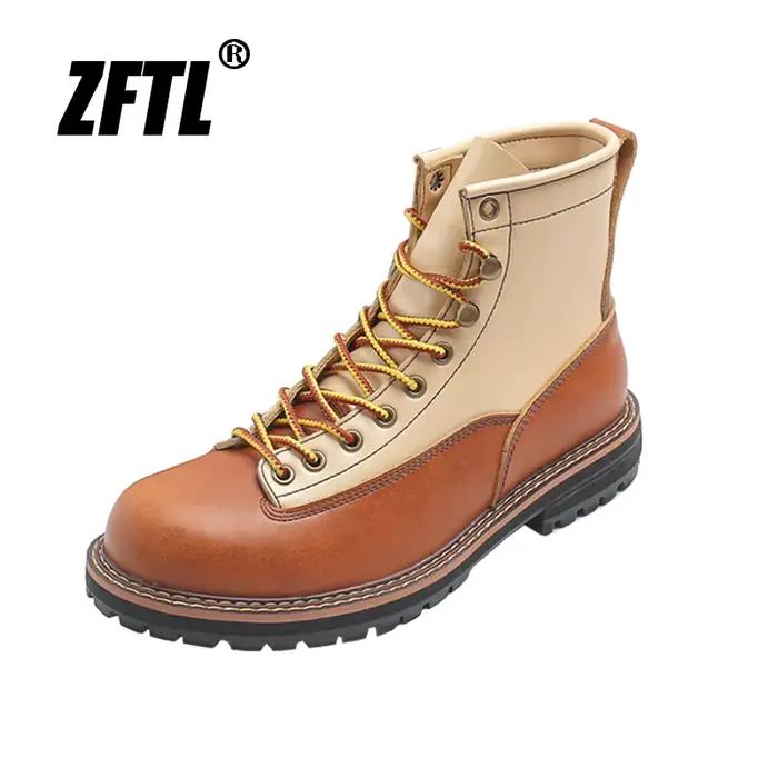 ZFTL-Bottes de base en cuir de vache cousues à la main pour hommes, bottes d'outillage décontractées