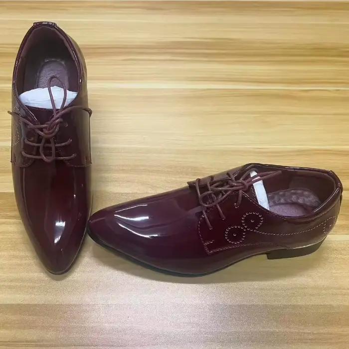 Chaussures habillées pour hommes chaussures richelieu à lacets classiques en cuir verni Oxfords chau
