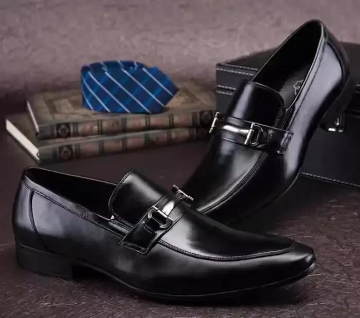 Chaussures Derby à enfiler pour hommes, bout pointu, Style britannique, haut de gamme, en cuir, chau