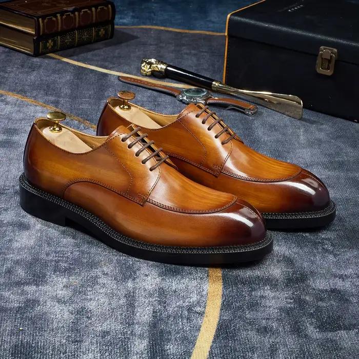 Classique italien marque de luxe hommes élégant noir chaussures habillées authentique en cuir vérita