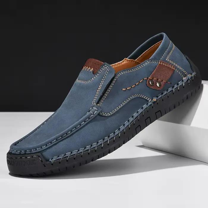Chaussures en cuir faites à la main pour hommes, mocassins confortables et décontractés à enfiler, m