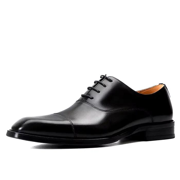 Chaussures en cuir de vachette faites à la main pour hommes, chaussures en cuir véritable pour gentl
