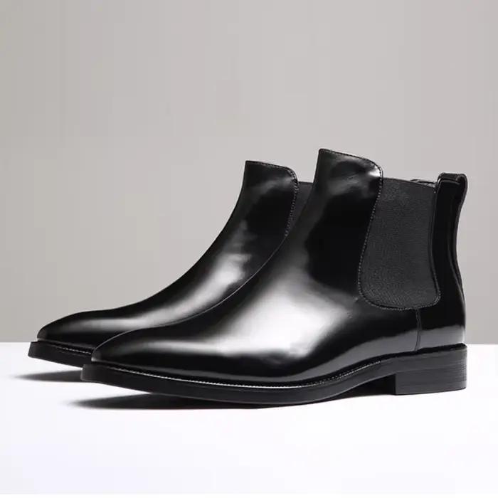 Bottes Chelsea pour hommes ; chaussures en cuir verni, montantes, en cuir ; affaires, chaussures de 