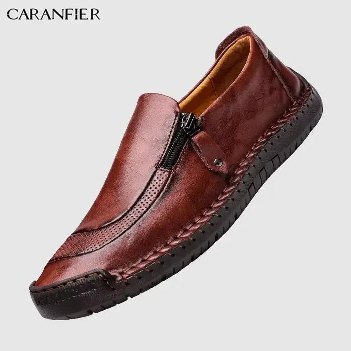 CARANFIER hommes chaussures décontracté en cuir véritable hommes mocassins Premium peau de vache Cla