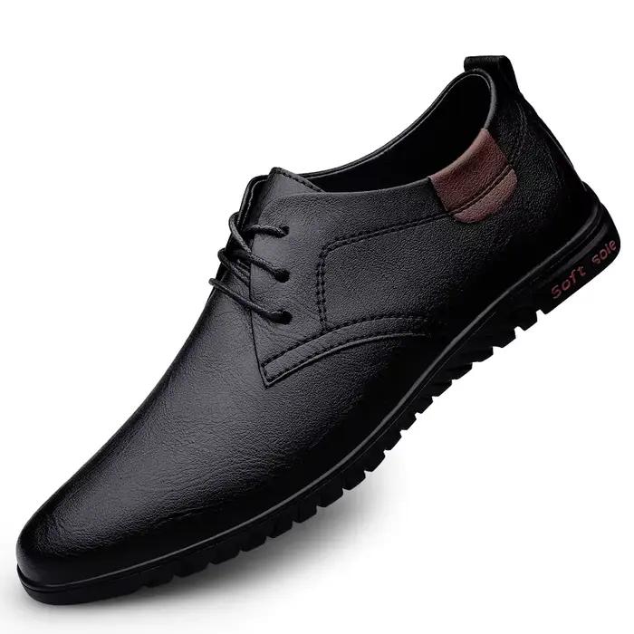 Chaussures Oxford à semelles souples pour hommes, chaussures pointues en cuir, respirantes, décontra