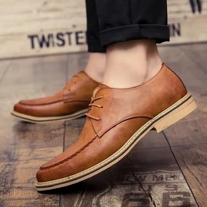 Chaussures derby en cuir à l'offre elles souples pour hommes, chaussures pointues pour mariage, robe