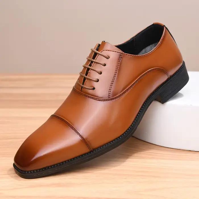 Chaussures habillées en cuir véritable pour homme, noires, formelles, pour occasions sociales, affai