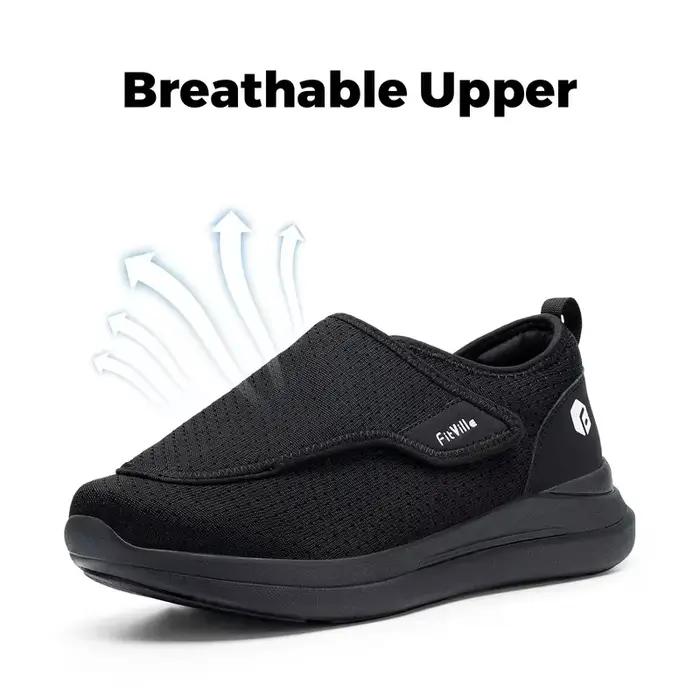 FitVille Extra Large 2E Hommes Chaussures Diabétiques Pour Les Personnes Âgées Orthopédie Pieds Gonf