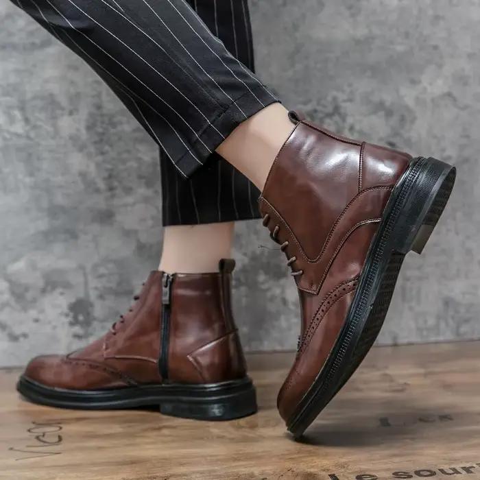 Style britannique homme tendances de la mode bottes nouveauté bottes en cuir décontractées bottines 