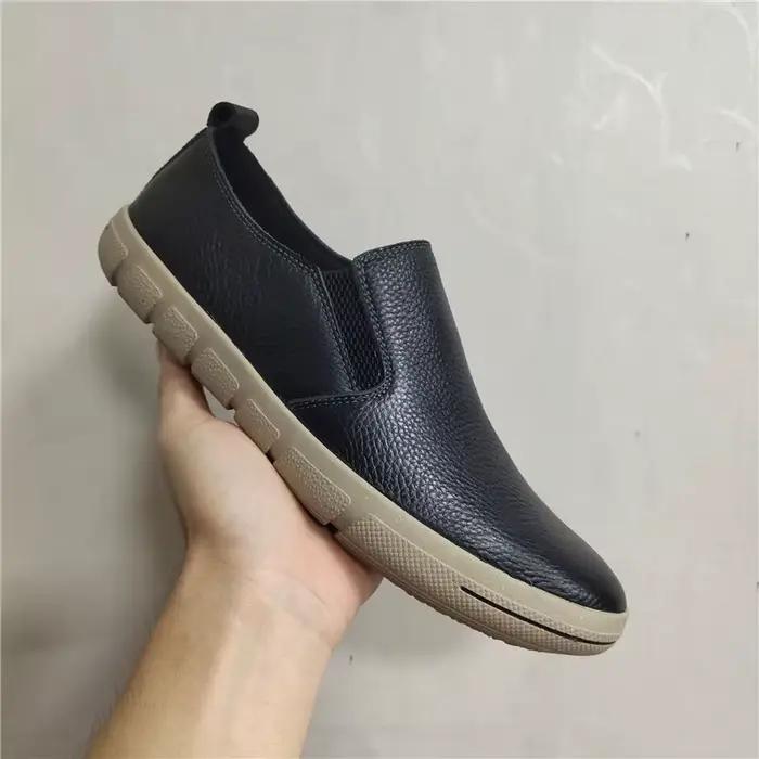 2025 chaussures homme 100% en cuir véritable homme chaussures plates mocassins décontractés sans lac