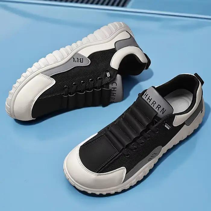 Chaussures pieds nus ELUVA à bout large pour hommes, baskets minimalistes en cuir synthétique, légèr
