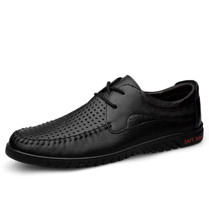 Chaussures décontractées en cuir véritable pour hommes, mocassins à lacets, l'offre elles faites à l