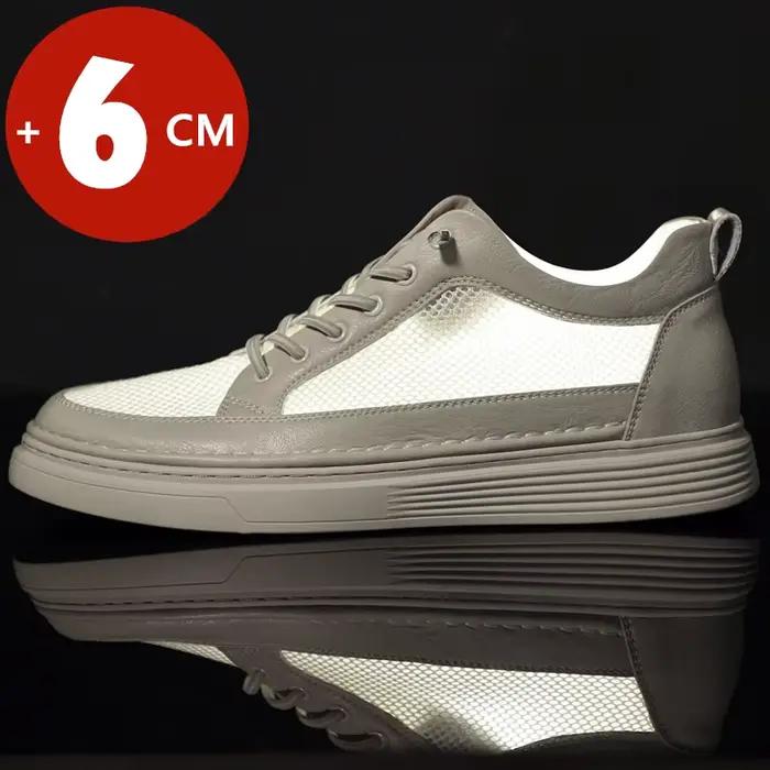 Chaussures d'Été en Cuir de Vache et Maille pour Homme, Baskets Décontractées de 6cm, de Styliste, R