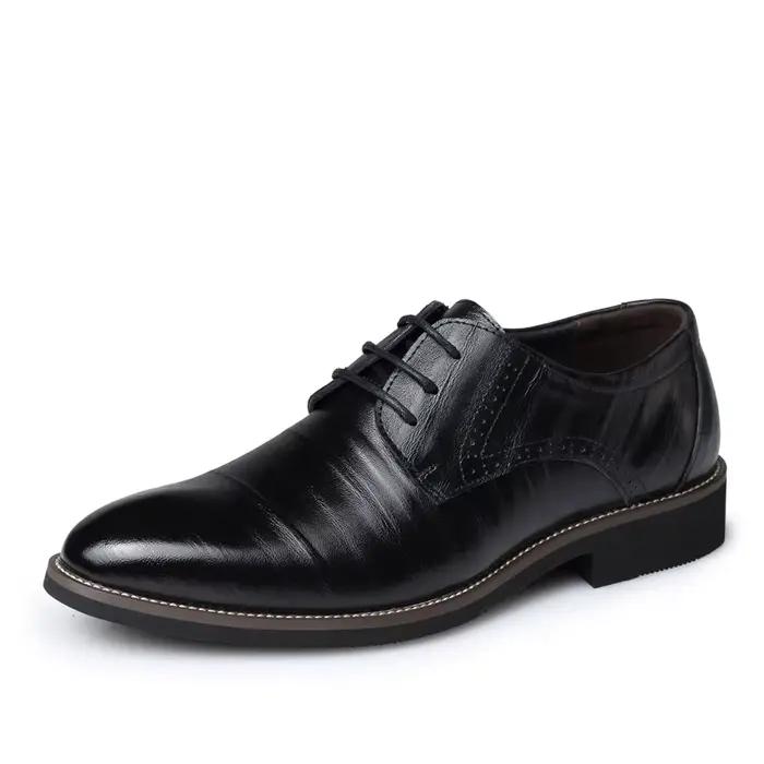 Chaussures habillées en cuir noir pour hommes, style britannique, automne, chaussures de ville forme
