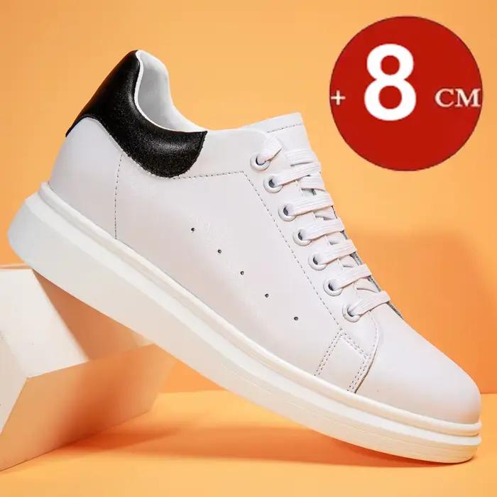 Chaussures rehaussantes blanches pour hommes, baskets de sport décontractées, chaussures de planche 