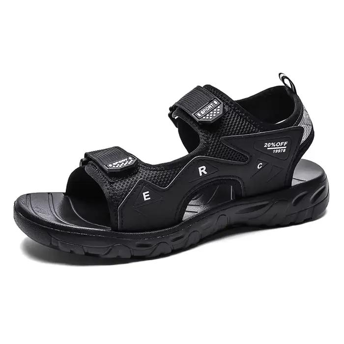 Sandales pour hommes, classiques, noires, confortables, pieds nus, chaussures décontractées d'extéri