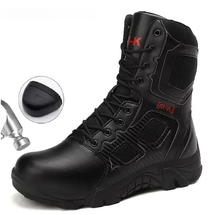 Bottes de travail montantes chaussures de sécurité indestructibles hommes chaussures à bout en acier