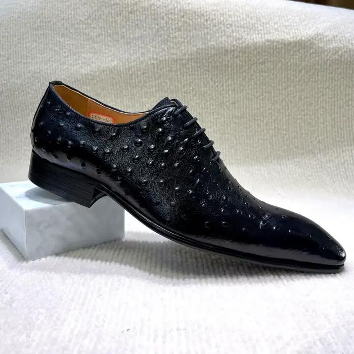 Oxfords Brogue en cuir véritable pour hommes, chaussures habillées à lacets, chaussures de bureau fo