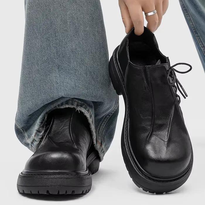 Derby chaussures en cuir à semelles épaisses pour hommes Styles de créateurs de mode Fête et Travail