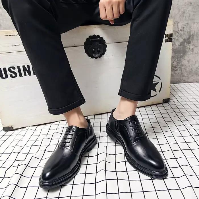 Marque classique Derby chaussures en cuir homme robe d'affaires bureau en cuir chaussures plates hom