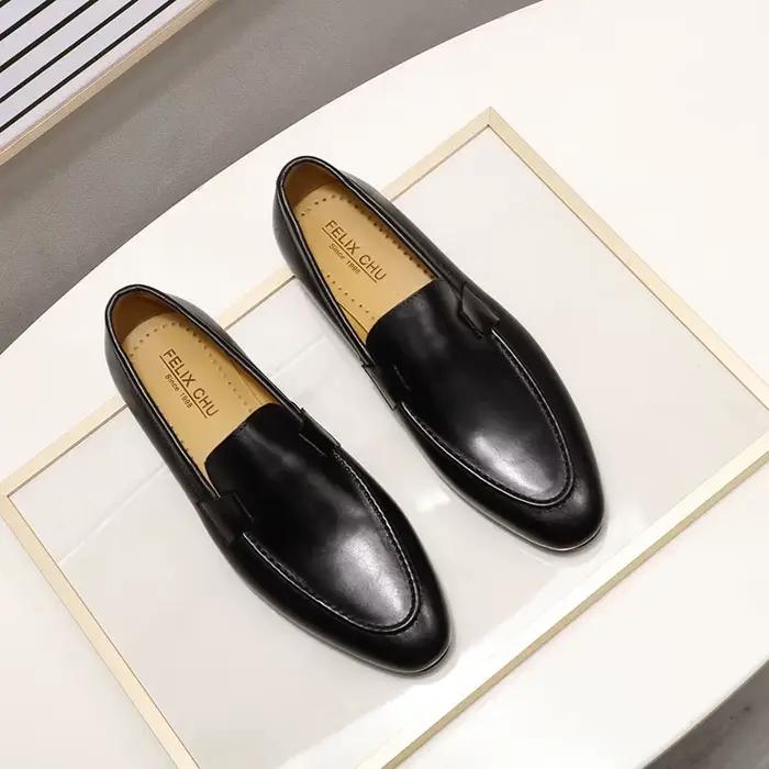 Mocassins pour hommes, Style automne et été, pour fête de mariage, danse, noir, marron, cuir véritab