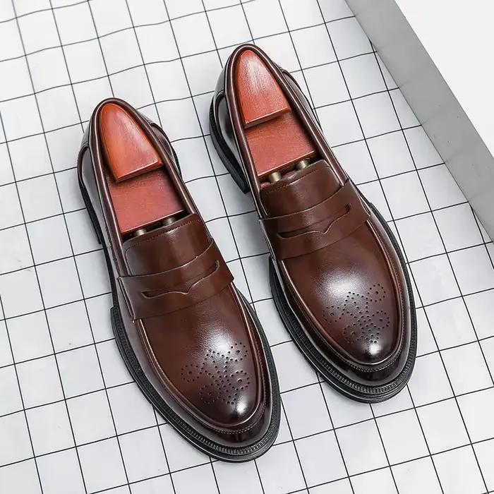 Chaussures habillées pour hommes rétro décontracté affaires chaussures en cuir hommes mocassins de b