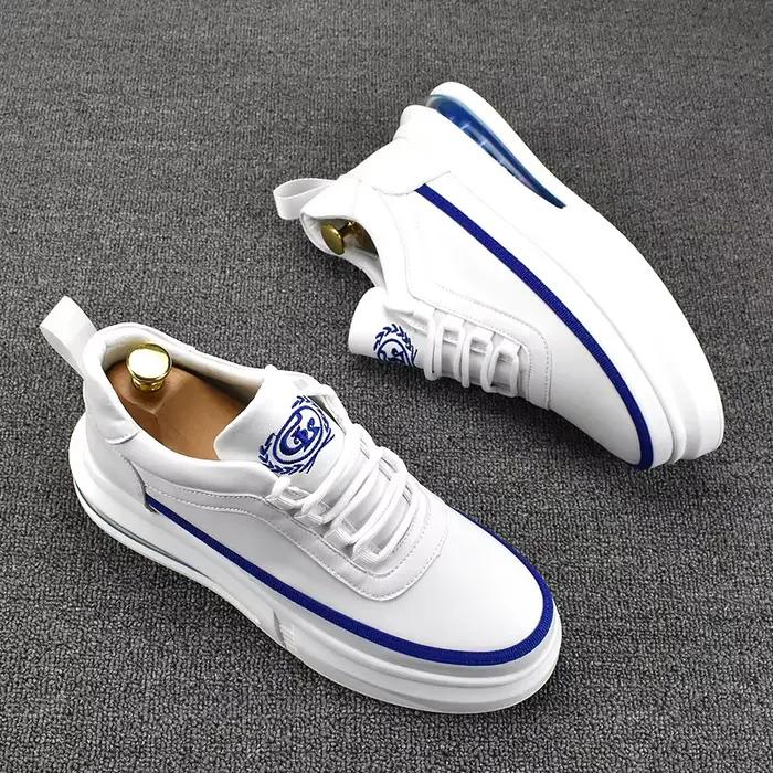 Style coréen hommes mode plate-forme chaussures respirant original en cuir chaussure coussin d'air b
