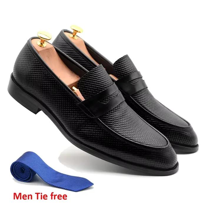 Chaussures de mariage classiques de luxe pour hommes, mocassins Penny faits à la main en cuir de vac