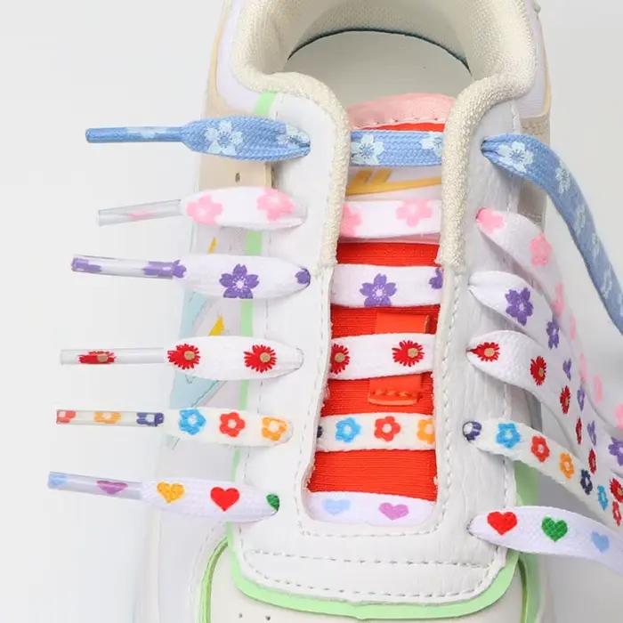 Lacets plats pour baskets coeur amour lacets fleurs petites marguerites Sakura lacet de chaussure AF