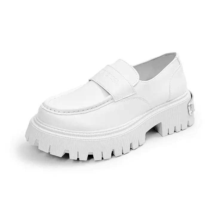 Chaussures Derby à semelle épaisse rehaussante pour hommes, mocassins en cuir à bout large, nouvelle