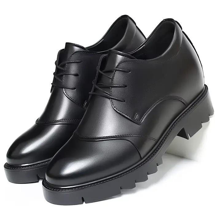 Chaussures pour hommes en cuir de vache augmentant la hauteur de 10cm, chaussures formelles à semell