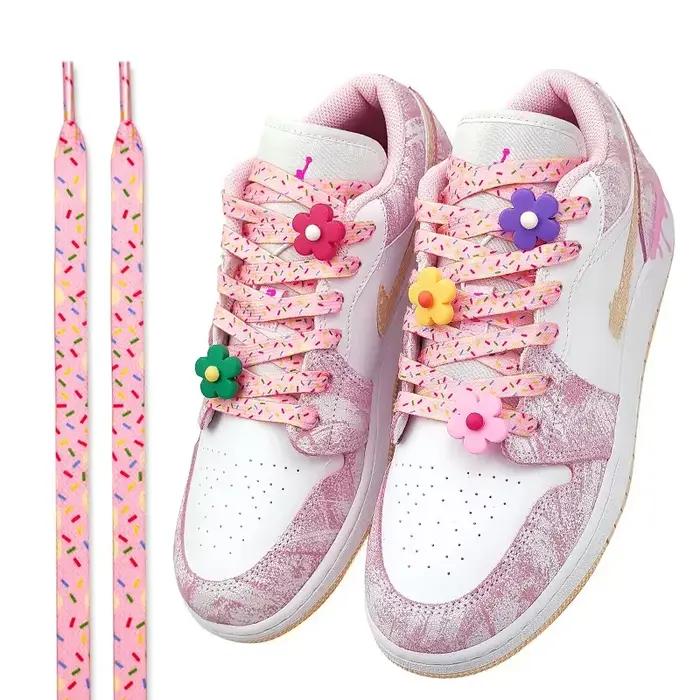 Fleur colorée Ins chaussures cordes Af1 lacets de crème glacée pour baskets canard Mandarin poudre v