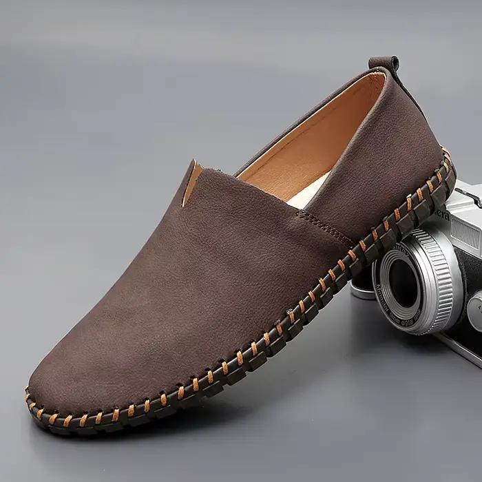 Jumpmore-Mocassins en cuir faits à la main pour hommes, chaussures de conduite décontractées, nouvea